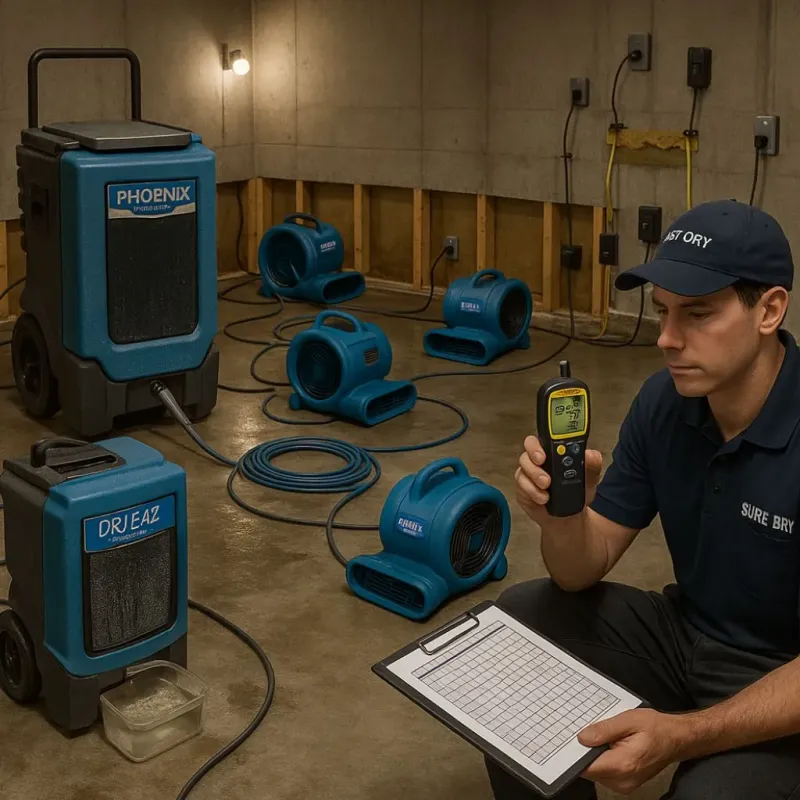 Structural Drying and Dehumidification process in Gloverville, SC